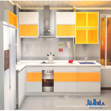 Pole White and Yellow MDF Paniting Cabinet de cuisine